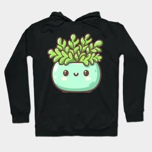 Cute Green Succulent in a Pot | Kawaii Plant Design | Cute Kawaii Art for Plant Lovers Hoodie